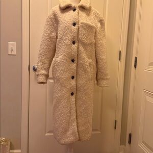 Women's Cream Longline Teddy Coat